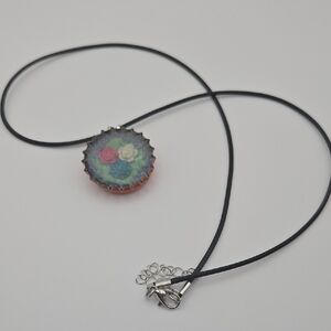 Handmade Floral Bottlecap Necklace